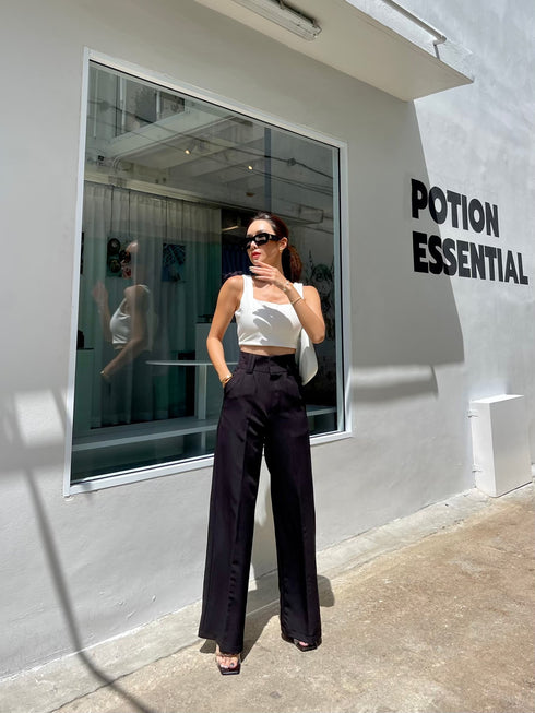 Women High Quality High Waisted Straight Cut Trousers
